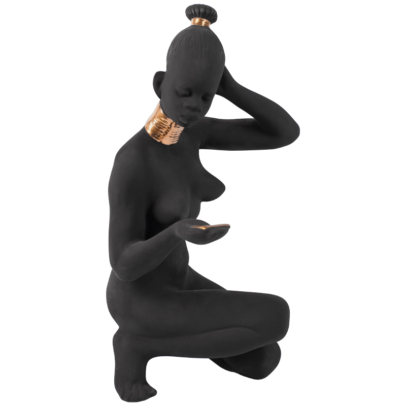 Статуэтка African Woman Sitting Statuette Черный Золотой в Новосибирске | Loft Concept 