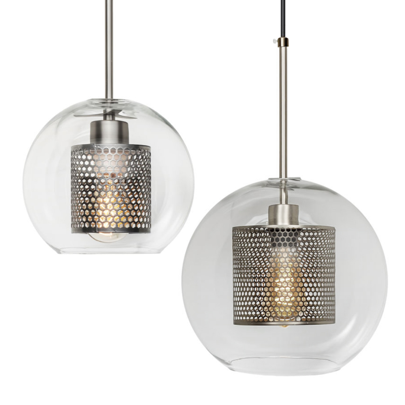 Perforated Vessel Pendant Lamp Nickel Ball Никель Прозрачное Стекло в Новосибирске | Loft Concept 