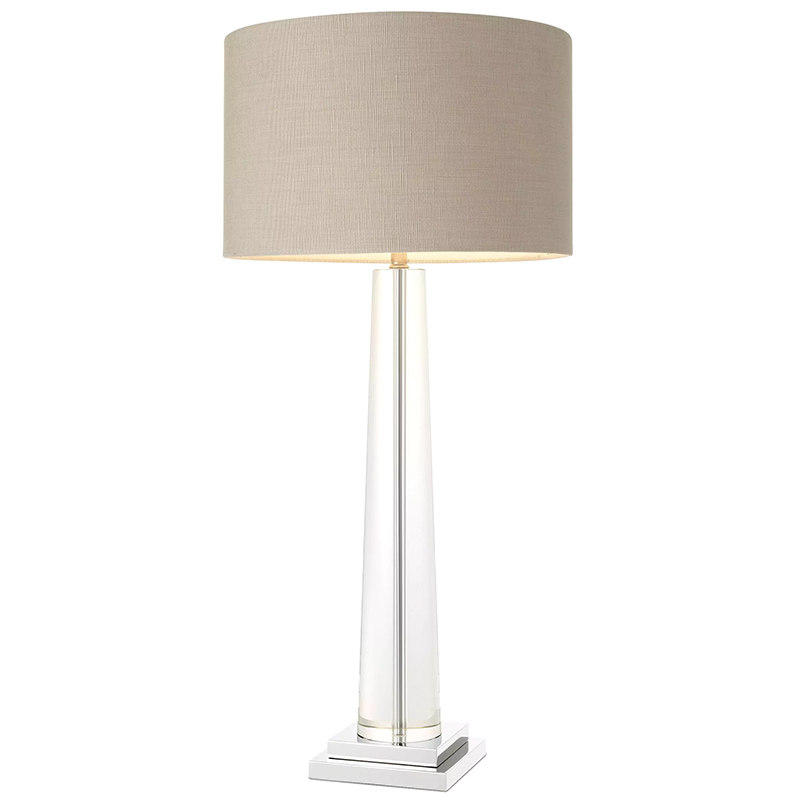 Настольная лампа Eichholtz Table Lamp Oasis Прозрачное Стекло Бежево-серый Никель в Новосибирске | Loft Concept 