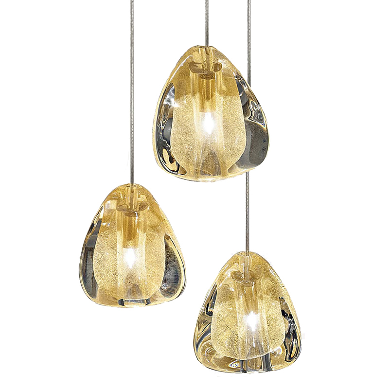 Подвесной светильник Mizu 1 Suspension Lamp Gold Янтарь (Amber) Хром в Новосибирске | Loft Concept 