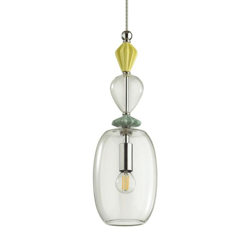 Подвесной светильник Iris Glas hanging lamp candy B chrome Прозрачное Стекло Прозрачный желтый Голубой Хром Прозрачный зеленый в Новосибирске | Loft Concept 