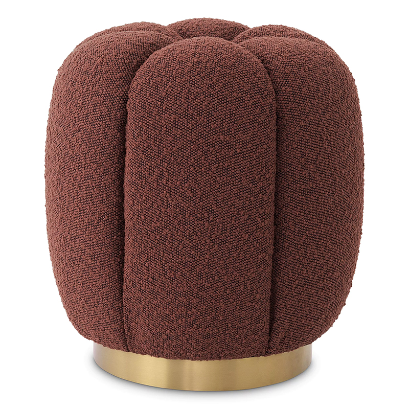 Пуф Eichholtz Stool Orchanic Boucle Rouge Бургундский красный Латунь в Новосибирске | Loft Concept 