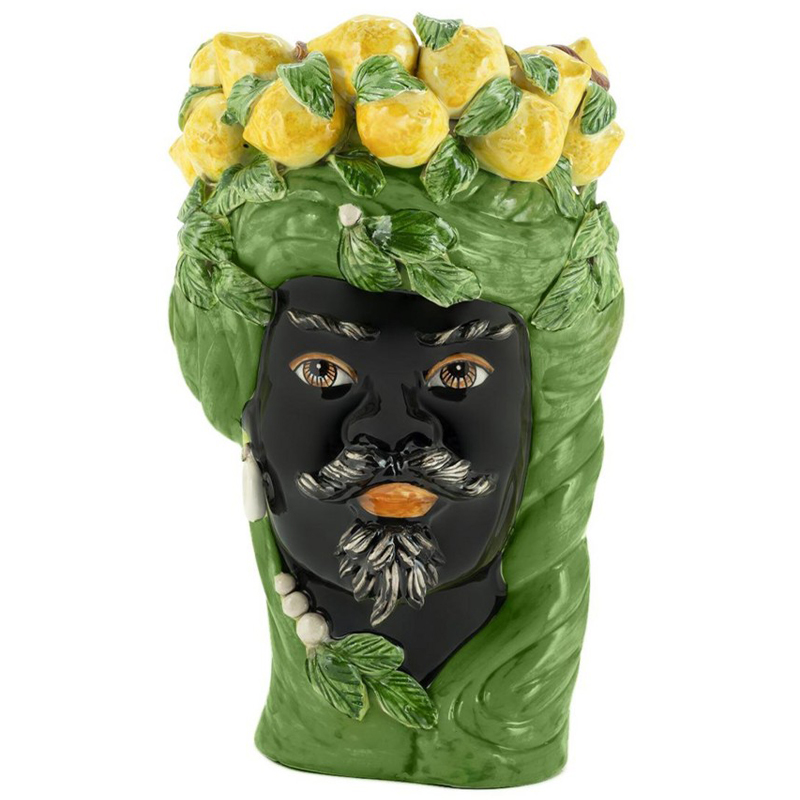 Ваза Vase Lemon Head Man Green Зеленый Желтый Черный в Новосибирске | Loft Concept 