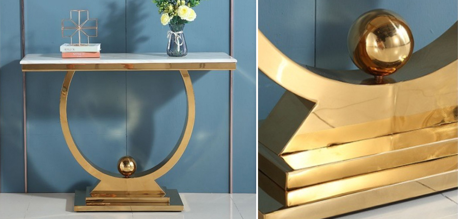 Консоль дизайнерская белый искусственный мрамор - фото