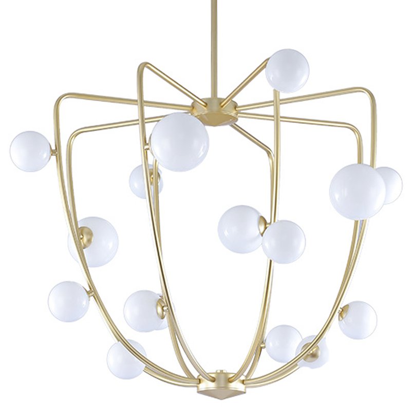 Люстра Cherry Bomb Cage Chandelier CB.36.01 Латунь Прозрачный белый в Новосибирске | Loft Concept 