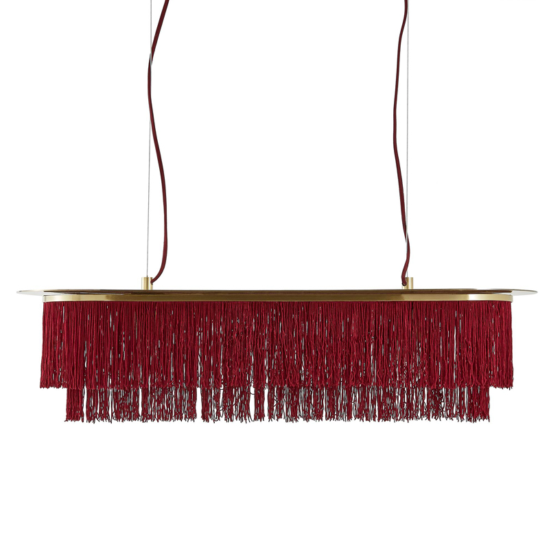 Люстра Houtique Linear Chandelier Burgundy Бургундский красный Латунь в Новосибирске | Loft Concept 