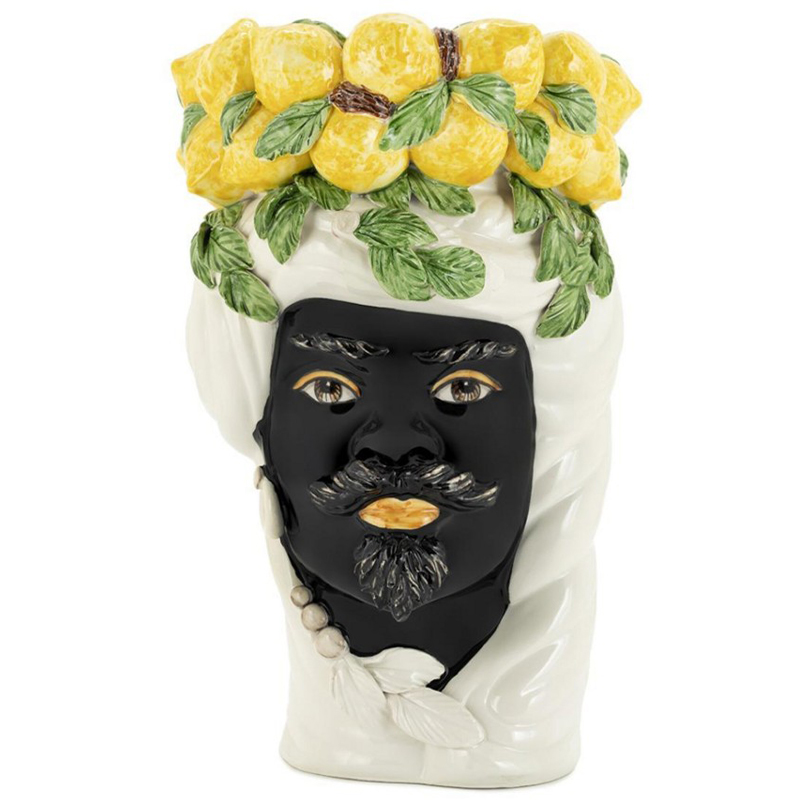 Ваза Vase Lemon Head Man White Белый Черный Желтый Зеленый в Новосибирске | Loft Concept 