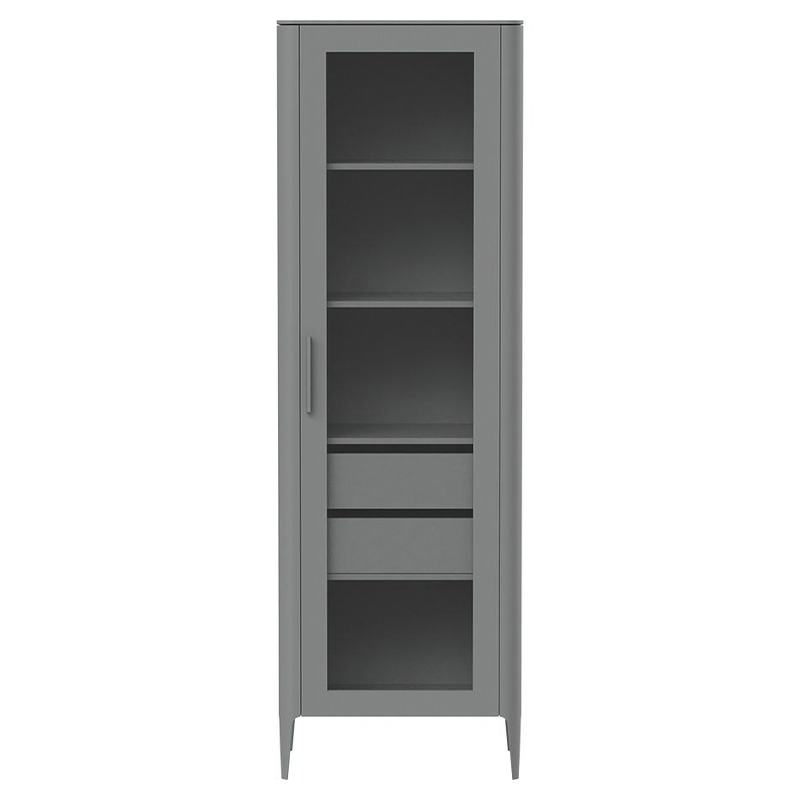 Витрина серая со стеклянной дверью с 4-мя полками и 2-мя ящиками Type  Серый в Новосибирске | Loft Concept 