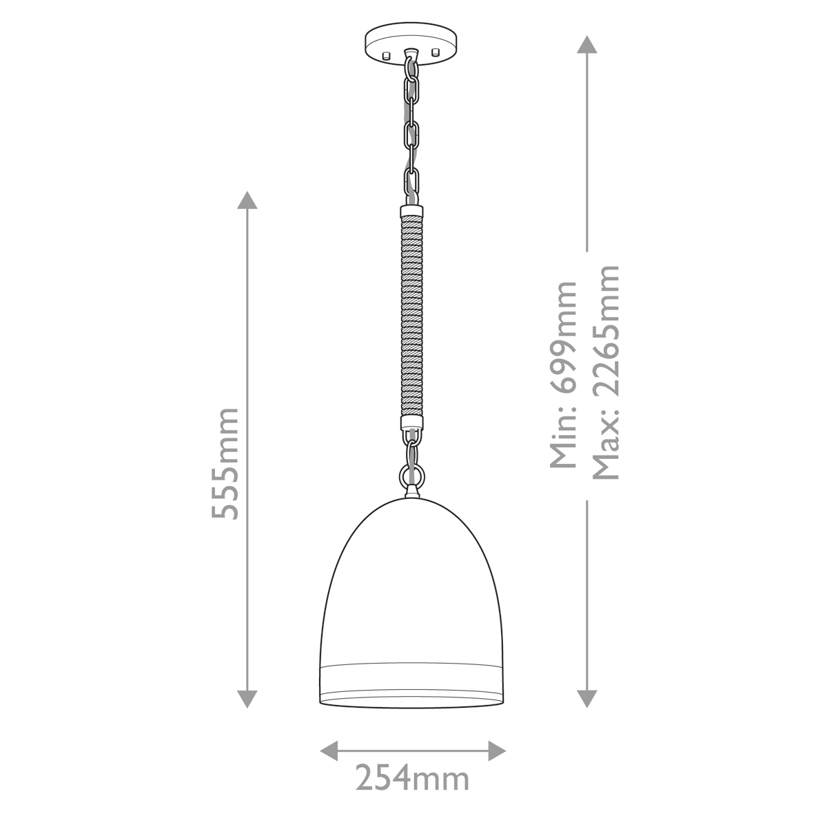 Подвесной светильник белый колоколообразный с декоративной обмоткой из веревки Hinkley в Новосибирске