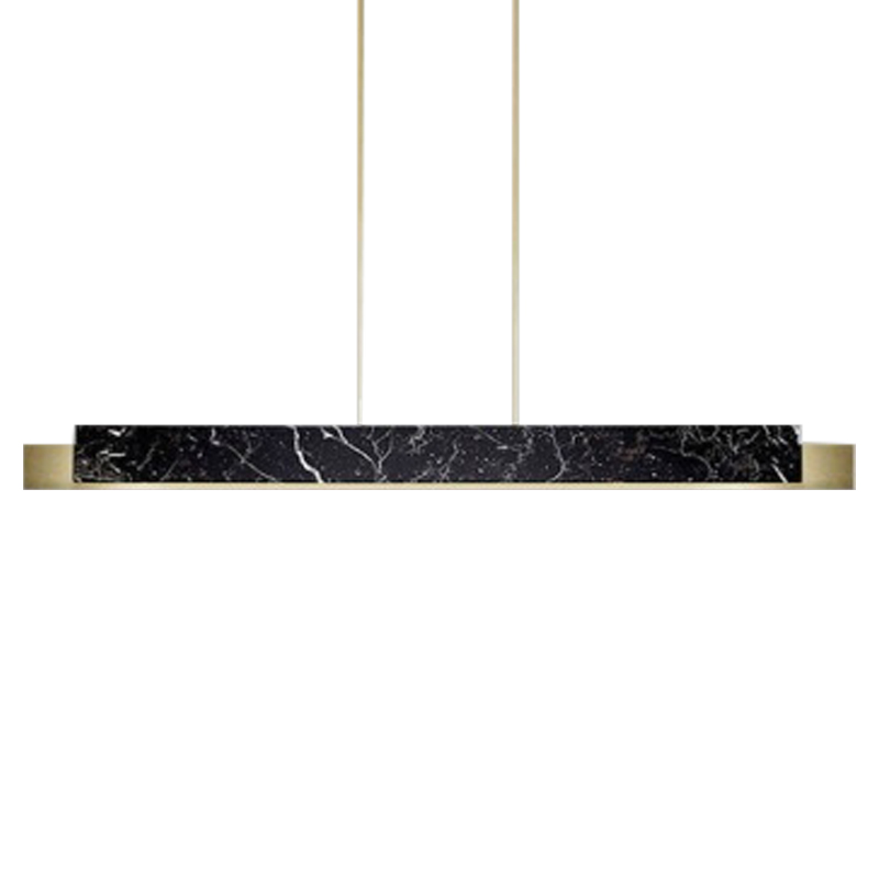 Люстра Leonce Marble Linear Chandelier Brass Черный Мрамор Nero Латунь в Новосибирске | Loft Concept 