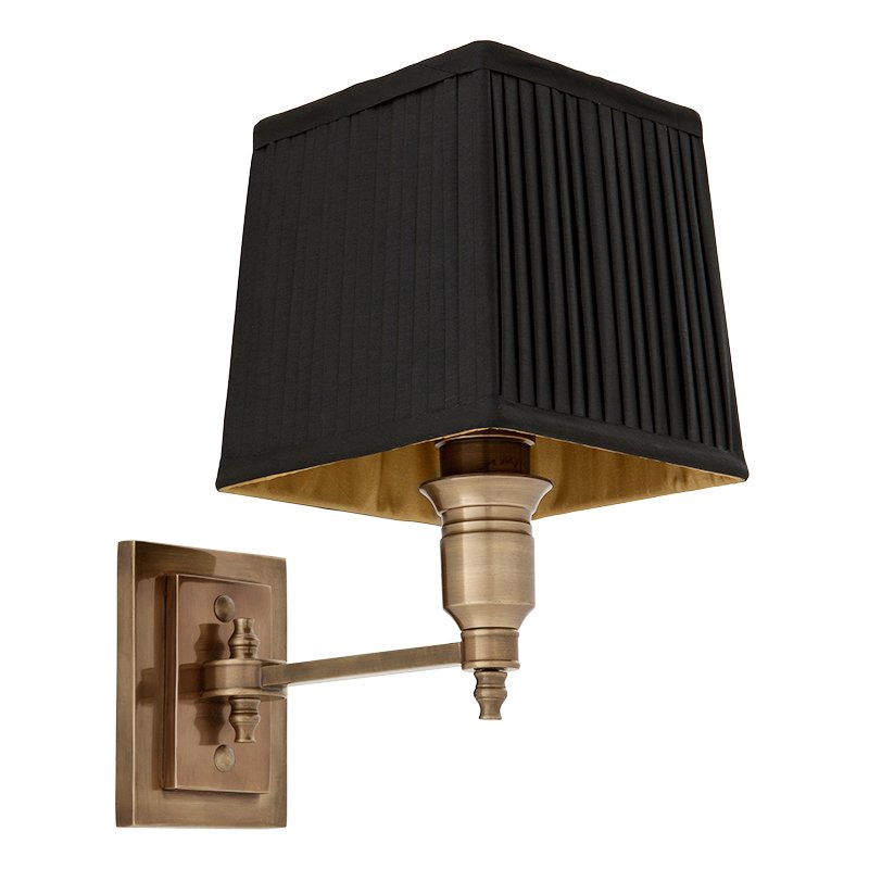 Бра Wall Lamp Lexington Single Brass+Black Латунь Античная полированная Черный в Новосибирске | Loft Concept 