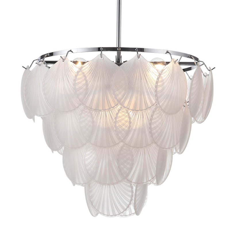 Люстра Glass Shells Suspension Chandelier Белый Хром в Новосибирске | Loft Concept 