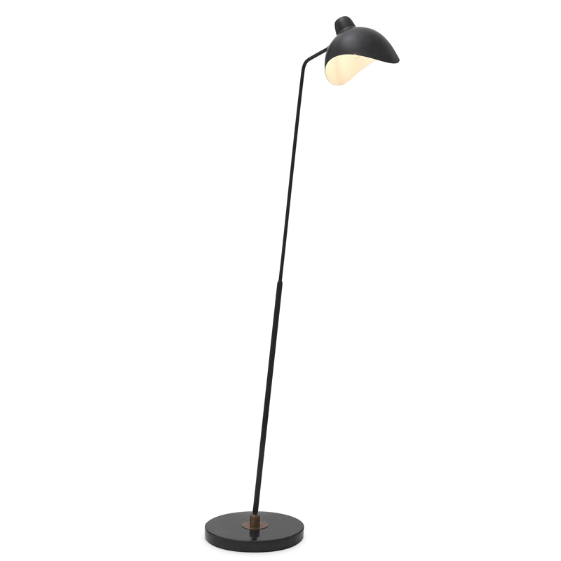 Торшер Eichholtz Floor Lamp Asta Черный Черный Мрамор Nero Латунь Античная полированная в Новосибирске | Loft Concept 