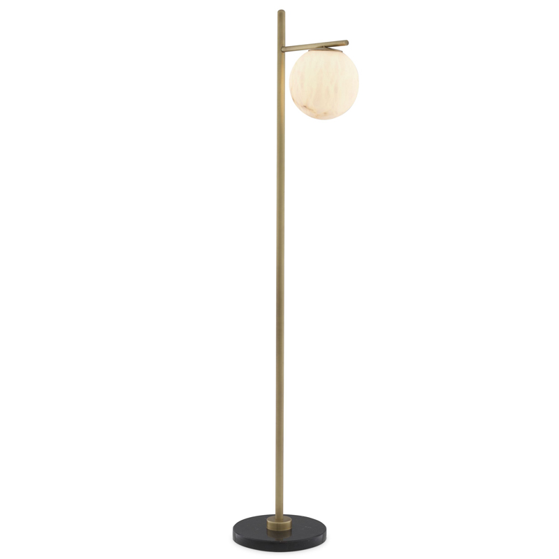 Торшер Eichholtz Floor Lamp Faloria Белый Латунь Античная полированная Черный Мрамор Nero в Новосибирске | Loft Concept 