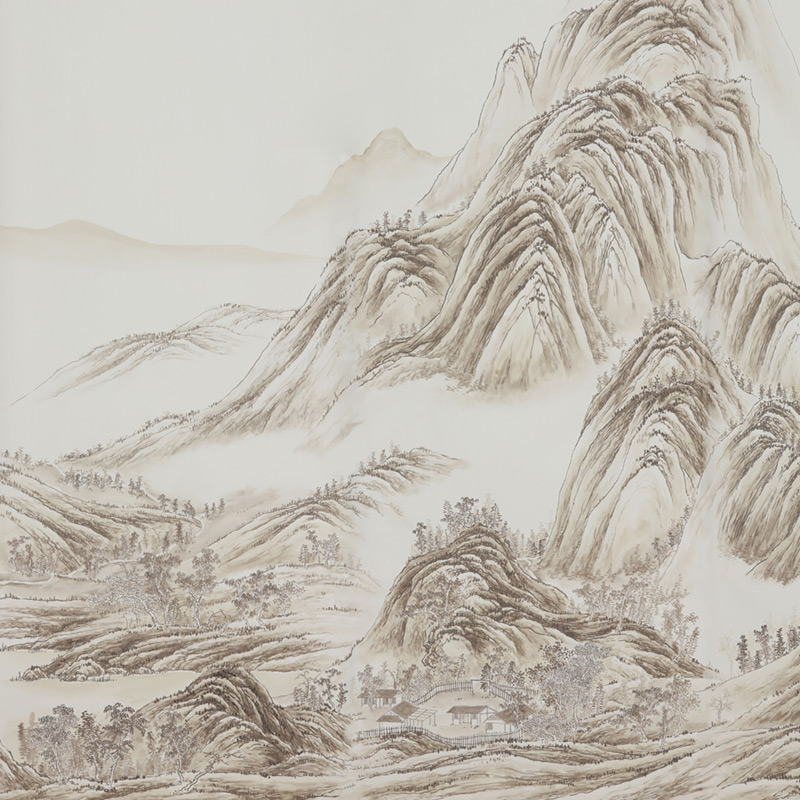 Обои ручная роспись A Thousand Li of Rivers and Mountains Special Colourway on Bleached White dyed silk 2 Обои ручная роспись A Thousand Li of Rivers and Mountains Special Colourway on Bleached White dyed silk 2 в Новосибирске | Loft Concept