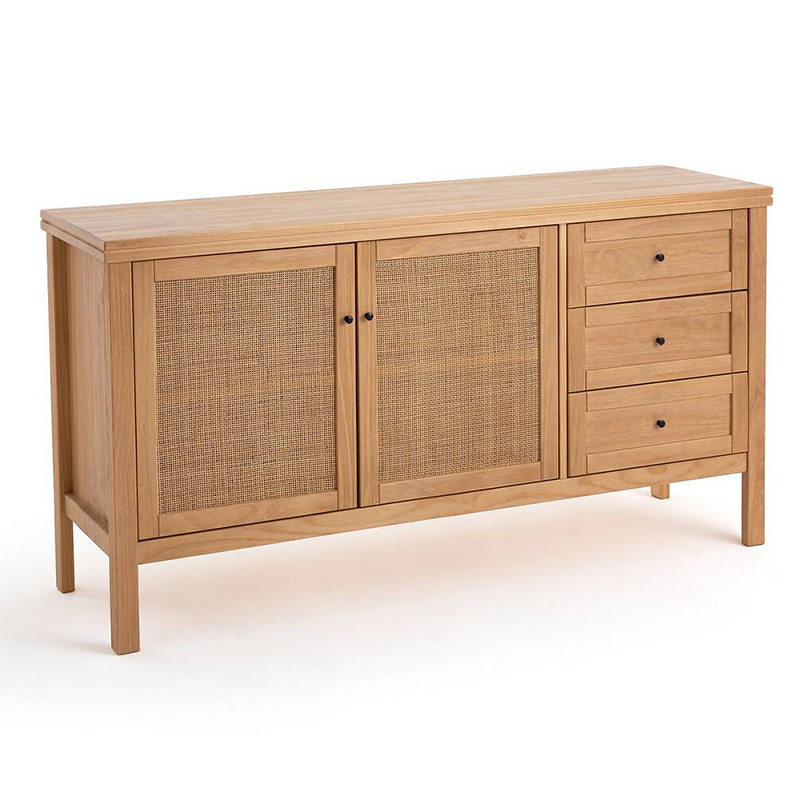 Комод в скандинавском стиле с 2-мя плетеными дверцами Niels Wicker Chest of drawers Древесина в Новосибирске | Loft Concept 