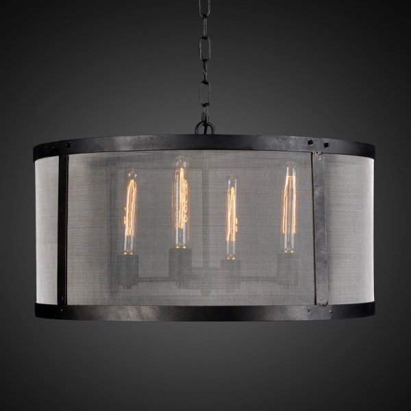 Люстра RH Riveted Mesh Chandelier Round Черный в Новосибирске | Loft Concept 