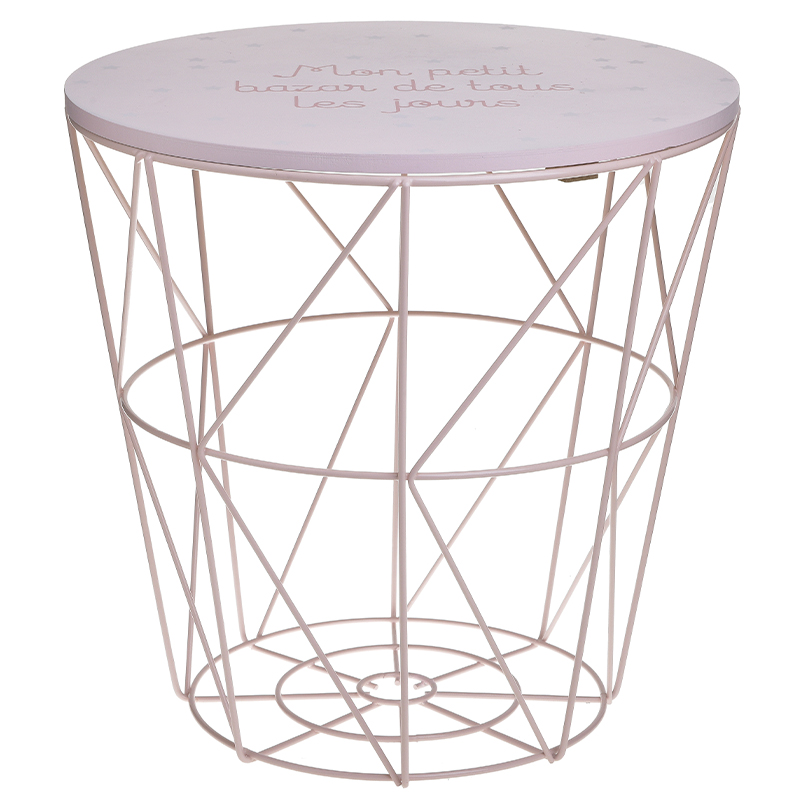 Круглый приставной стол-корзина Pink Wire Basket Side Table Розовый в Новосибирске | Loft Concept 