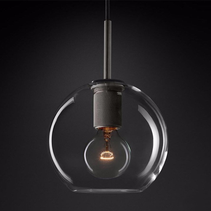 Подвесной светильник RH Utilitaire Globe Pendant Black Темная бронза Прозрачное Стекло в Новосибирске | Loft Concept 