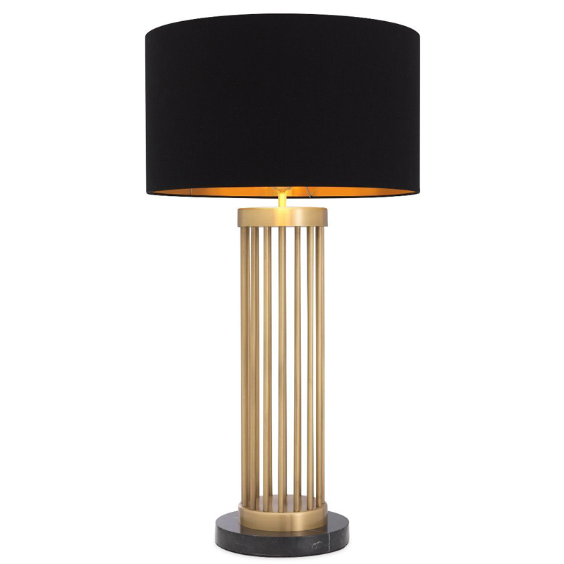 Настольная лампа Eichholtz Table Lamp Condo Черный Латунь Античная полированная Черный Мрамор Nero в Новосибирске | Loft Concept 