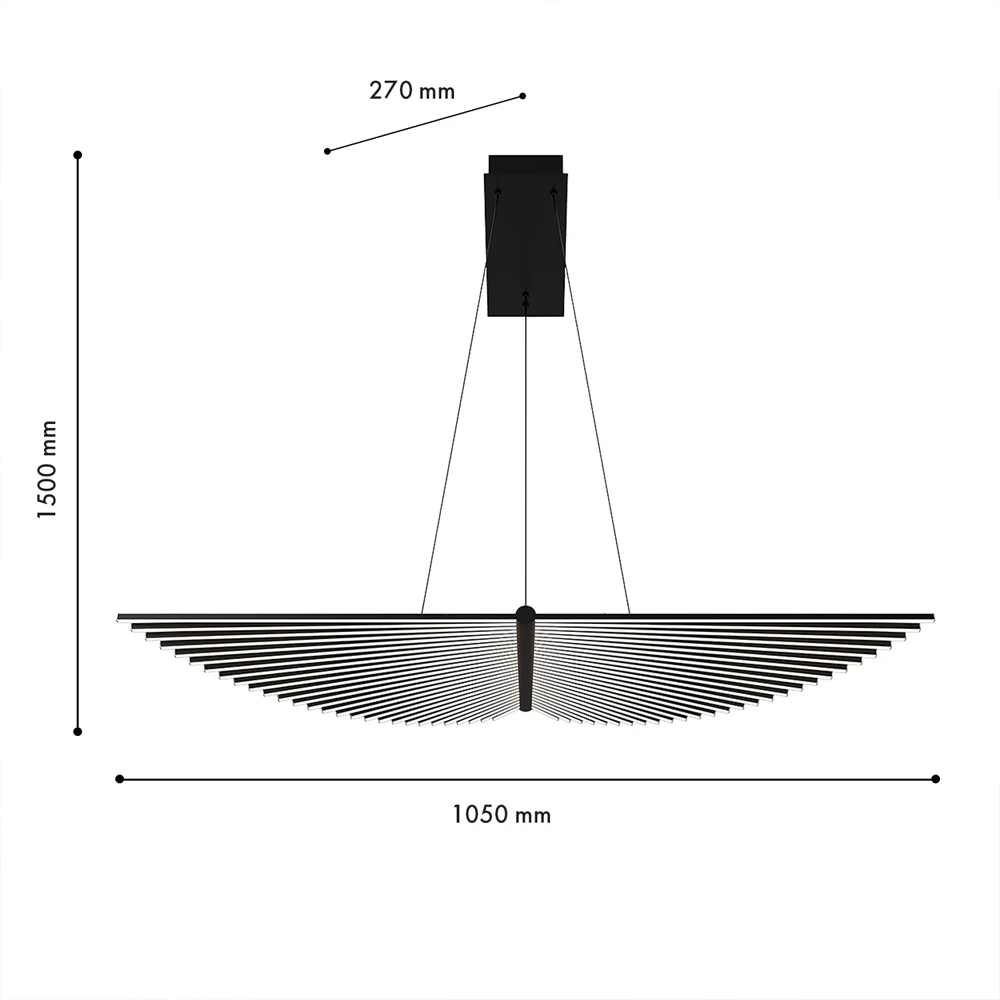 Люстра в виде распахнутых крыльев из тонких металлических планок Flight of Freedom в Новосибирске