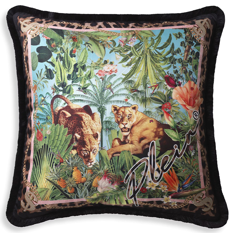 Подушка Philipp Plein Cushion Silk Exotic 70 x 70 Мульти в Новосибирске | Loft Concept 