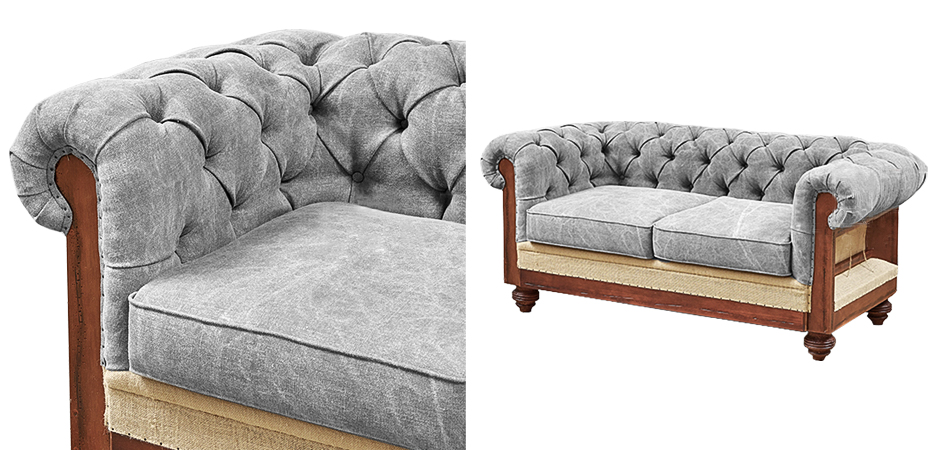 Диван Deconstructed Chesterfield Sofa double Gray Диван Deconstructed Chesterfield Sofa double Gray - Loft-Concept в Новосибирске