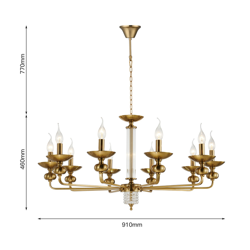 Люстра бронзового цвета со стеклянным декором Candelabrum D91 см в Новосибирске