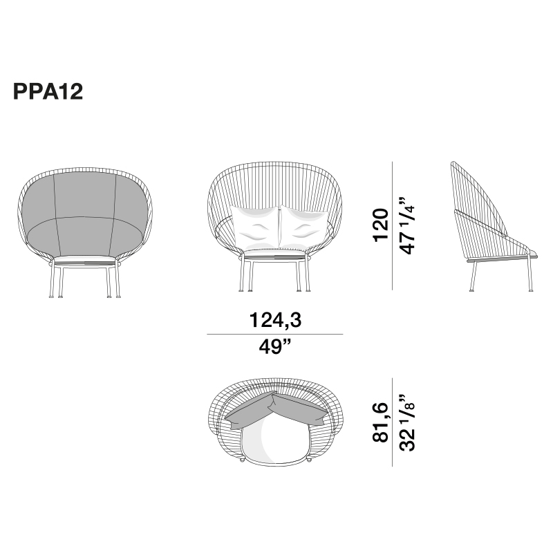 Дизайнерское уличное кресло с веревочной спинкой PETALO Armchair в Новосибирске