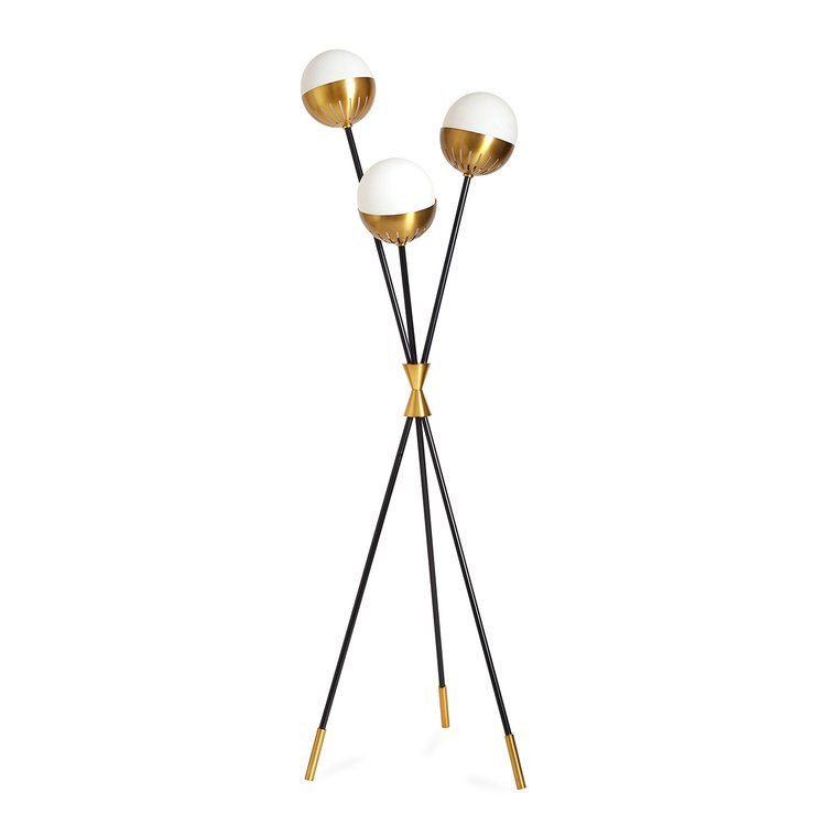 Торшер Caracas Tripod Floor Lamp Черный Белый Латунь в Новосибирске | Loft Concept 