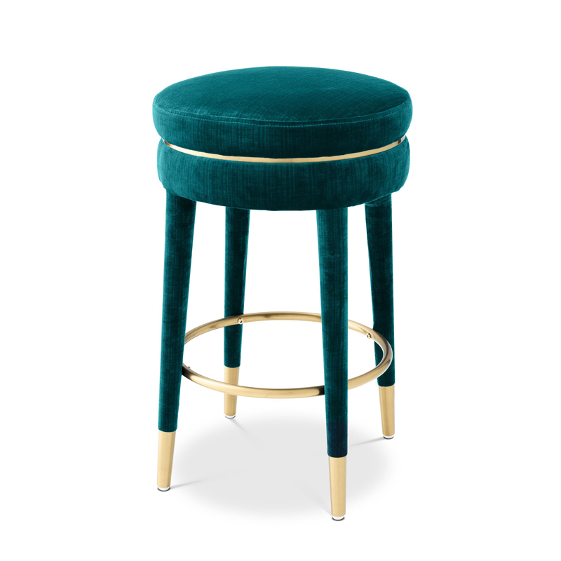 Полубарный стул Eichholtz Counter Stool Parisian blue Бирюзовый Латунь в Новосибирске | Loft Concept 