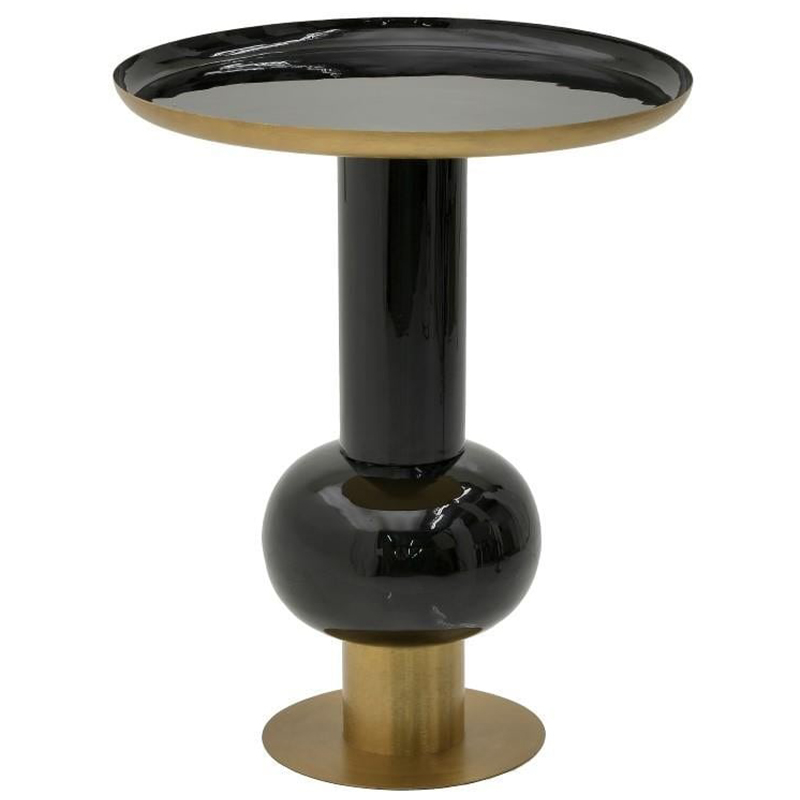 Круглый металлический приставной стол Calem Side Table Gold Black Золотой Черный в Новосибирске | Loft Concept 