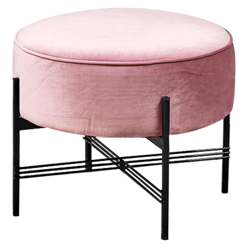 Пуф розовый велюровый Sanjay Velour Pouf Pink Дымчатая Роза Черный в Новосибирске | Loft Concept 