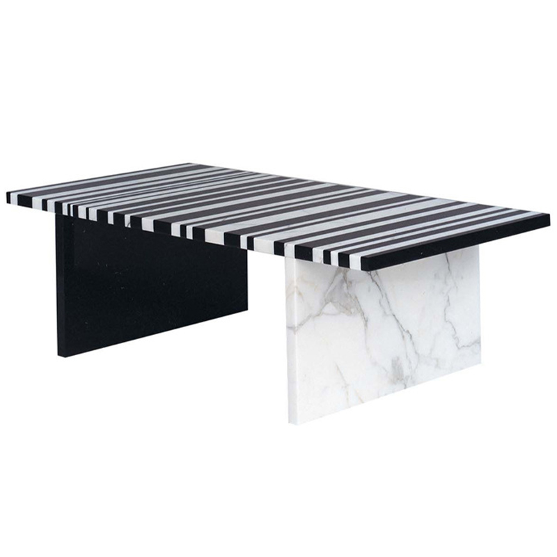 Кофейный стол CODICE A BARRE Black & White Marble Coffee Table Черно-белый Черный Мрамор Nero Белый Мрамор Bianco в Новосибирске | Loft Concept 