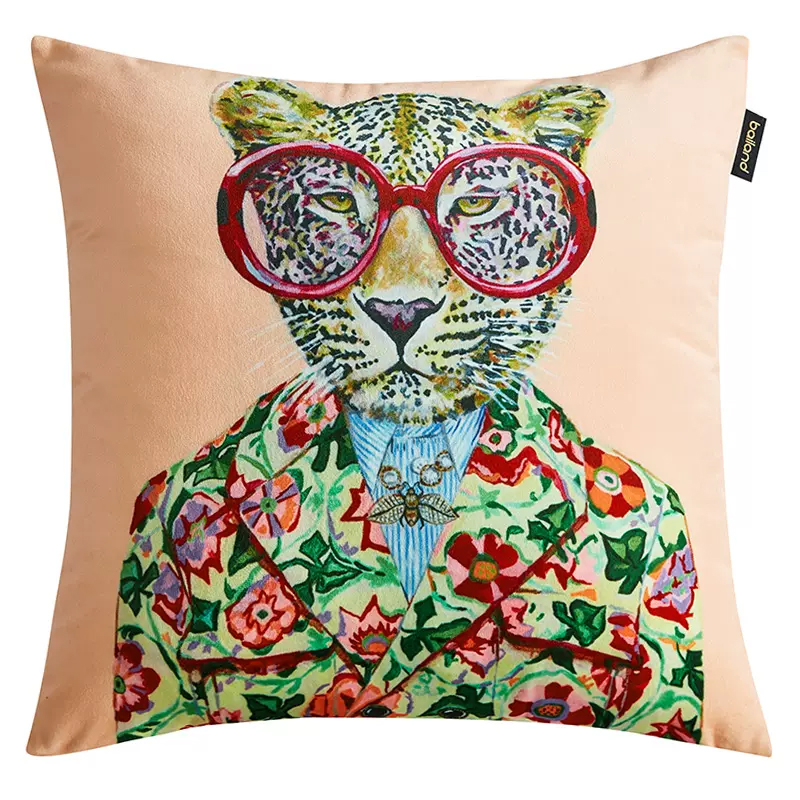 Декоративная подушка Стиль Gucci Fashion Animals Cushion Peach Мульти в Новосибирске | Loft Concept 