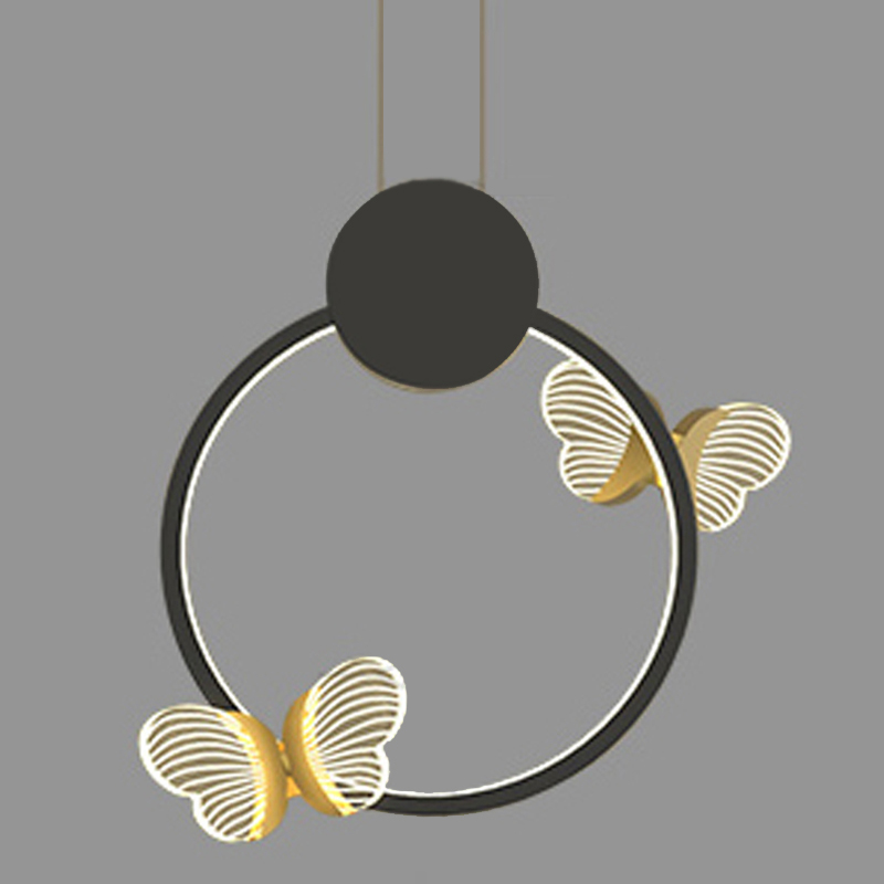 Светильник Butterfly Black Circle Прозрачный Черный Золотой в Новосибирске | Loft Concept 