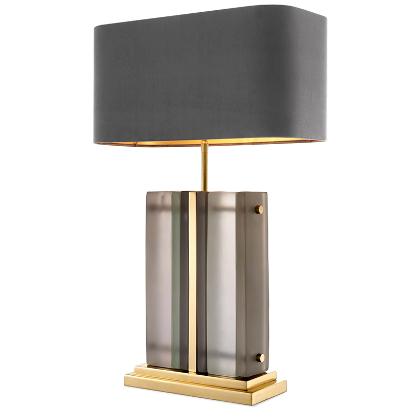 Настольная лампа Eichholtz Table Lamp Solana Brass Стекло Смок Латунь Серый в Новосибирске | Loft Concept 