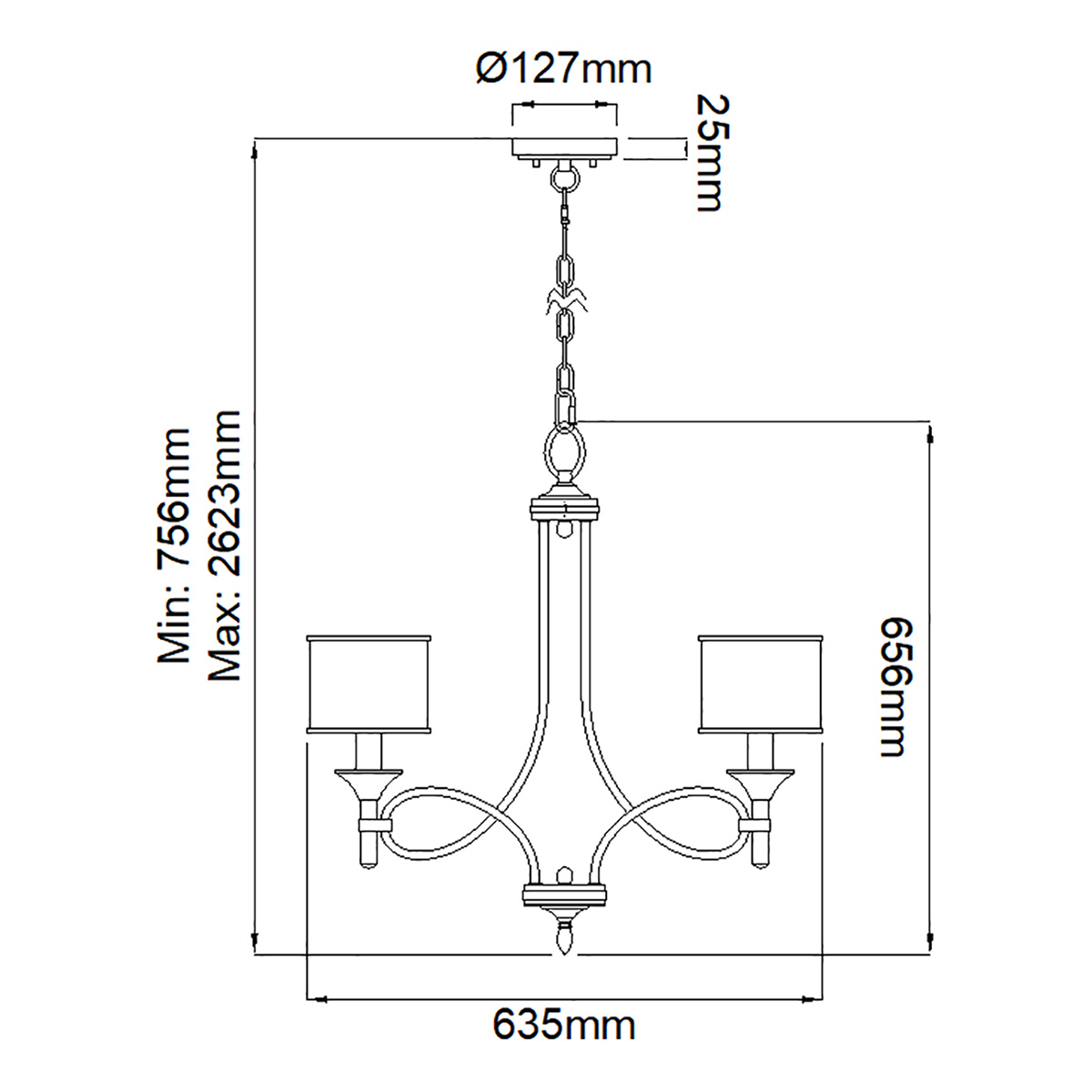 Люстра с белыми тканевыми абажурами в прозрачных стеклянных цилиндрах Kichler в Новосибирске