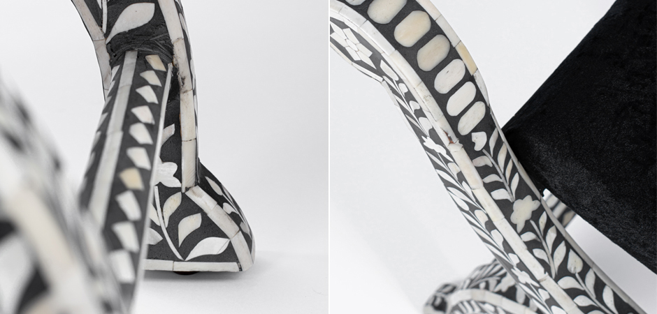 Табурет отделка кость черный BONE INLAY Jenny Stool - фото №2