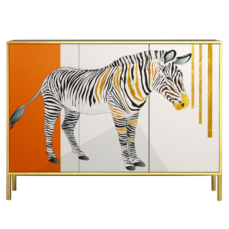 Комод Зебра Chest of drawers Zebra ivory ( слоновая кость ) Оранжевый Латунь в Новосибирске | Loft Concept 