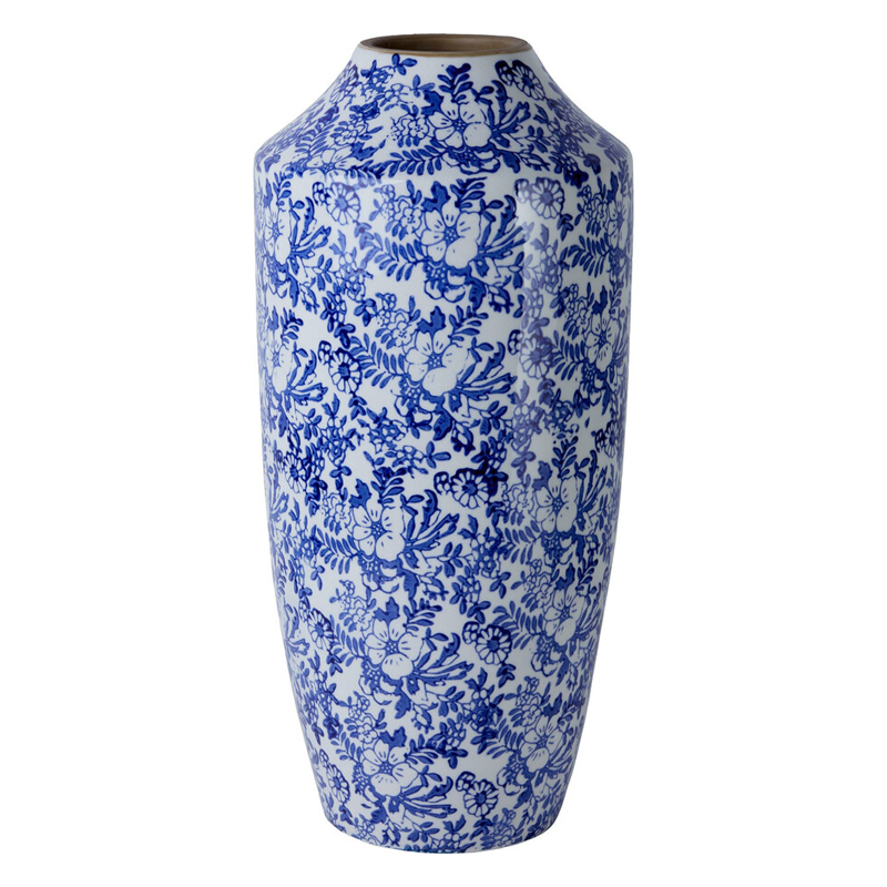 Ваза с синим цветочным узором Blue & White Ornament Белый Синий Ваза с синим цветочным узором Blue & White Ornament Белый Синий в Новосибирске | Loft Concept