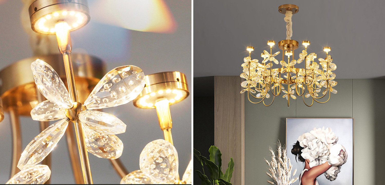 Люстра с хрустальными цветами Crystal Flowers Chandelier - фото