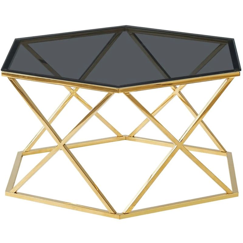 Столик кофейный Ormando Collection Gold №1 Глянцевое золото Стекло Смок в Новосибирске | Loft Concept 