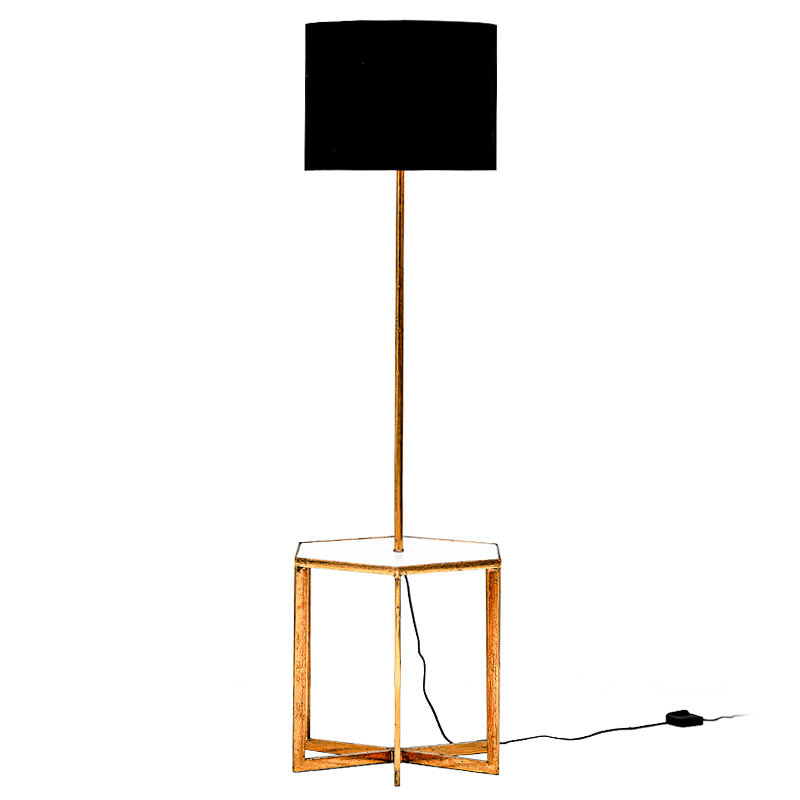 Напольная лампа Steno Floor lamp Белый Черный Винтажное глянцевое золото с состаренным эффектом в Новосибирске | Loft Concept 