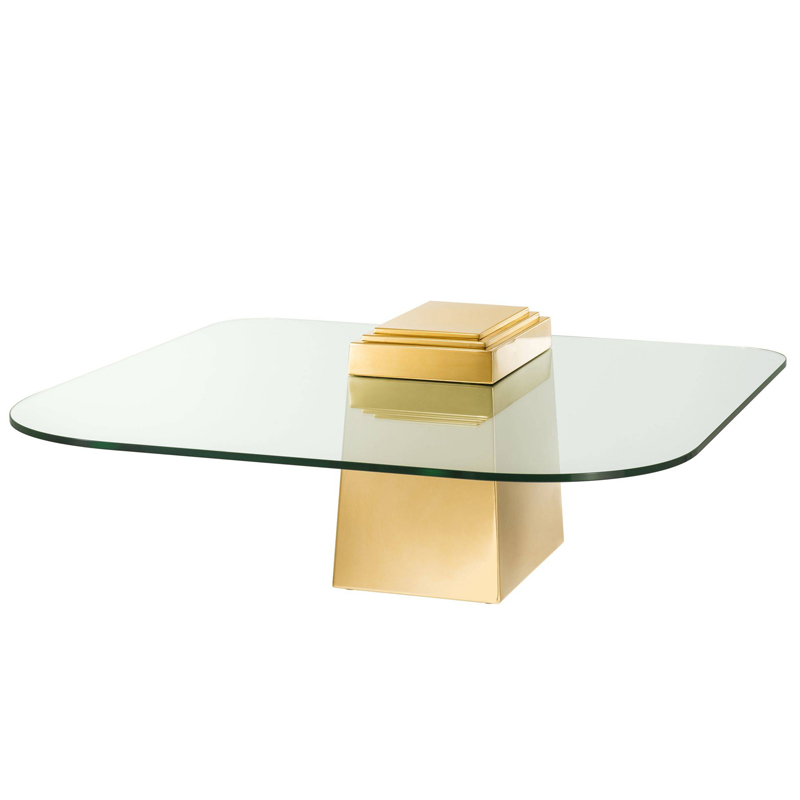 Кофейный стол Eichholtz Coffee Table Orient Gold Глянцевое золото Прозрачный в Новосибирске | Loft Concept 