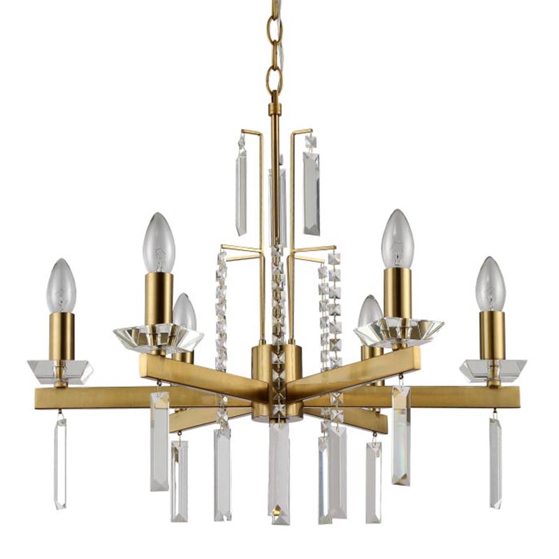 Люстра Vivien Crystal Brass Chandelier 6 Латунь Серый в Новосибирске | Loft Concept 