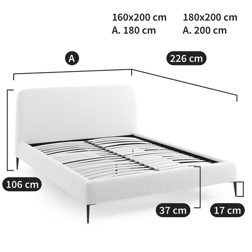 Кровать с обивкой букле Wanda Boucle Bed в Новосибирске