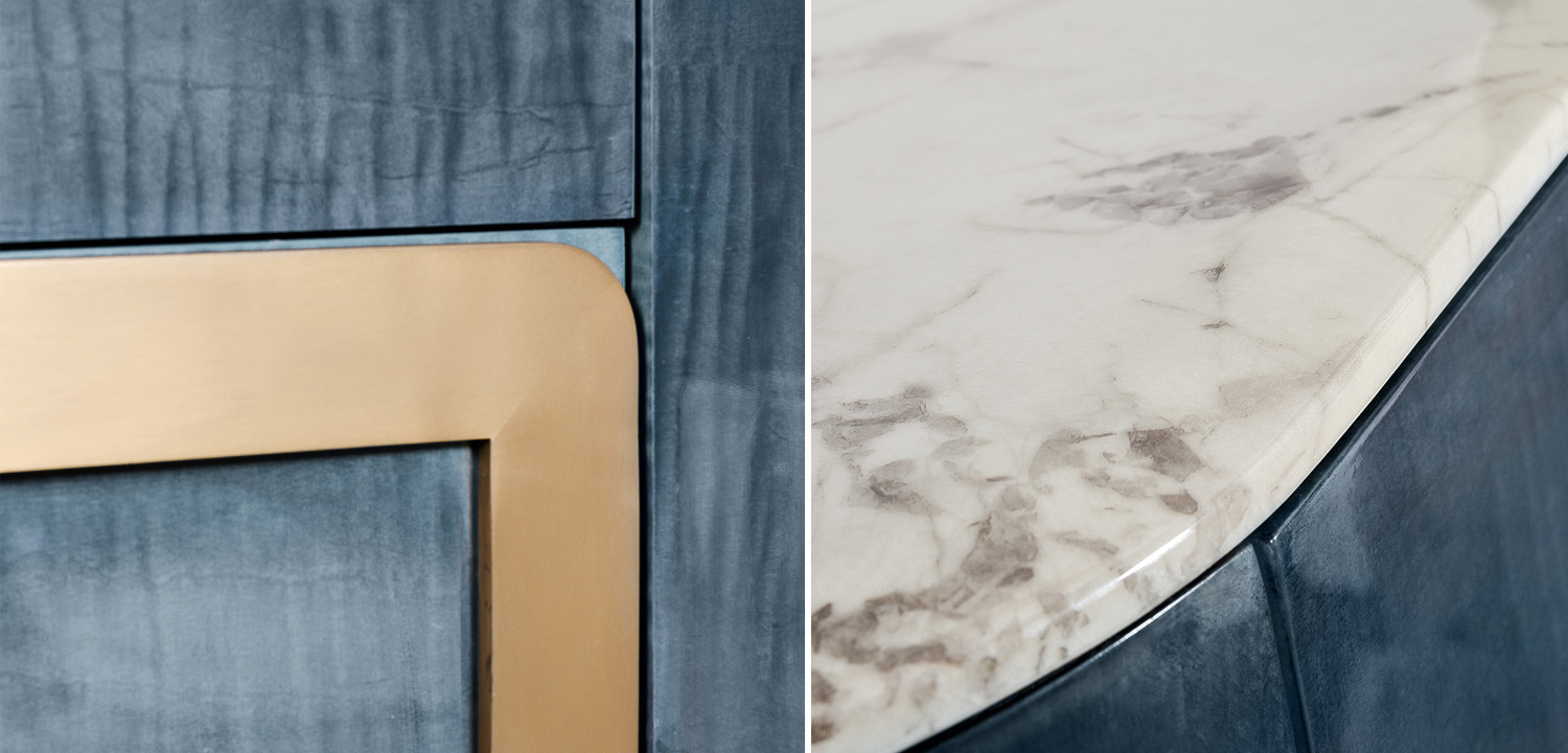 Шкаф в стиле арт-деко Aberforth Cabinet Синий перламутр - фото №1