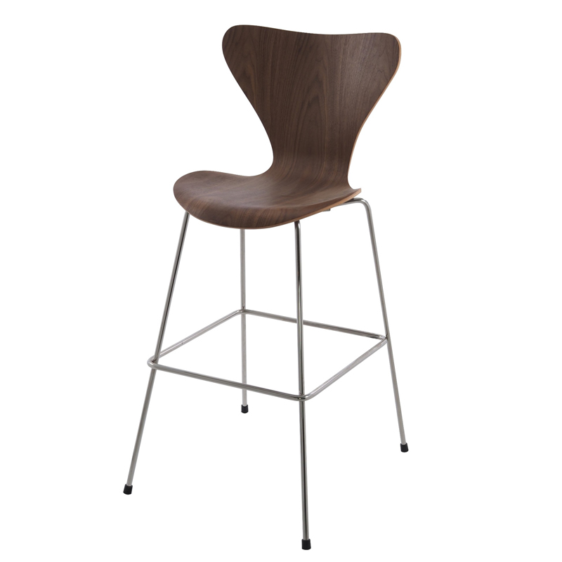 Барный стул Series 7 Bar Stool Орех Нержавеющая сталь в Новосибирске | Loft Concept 