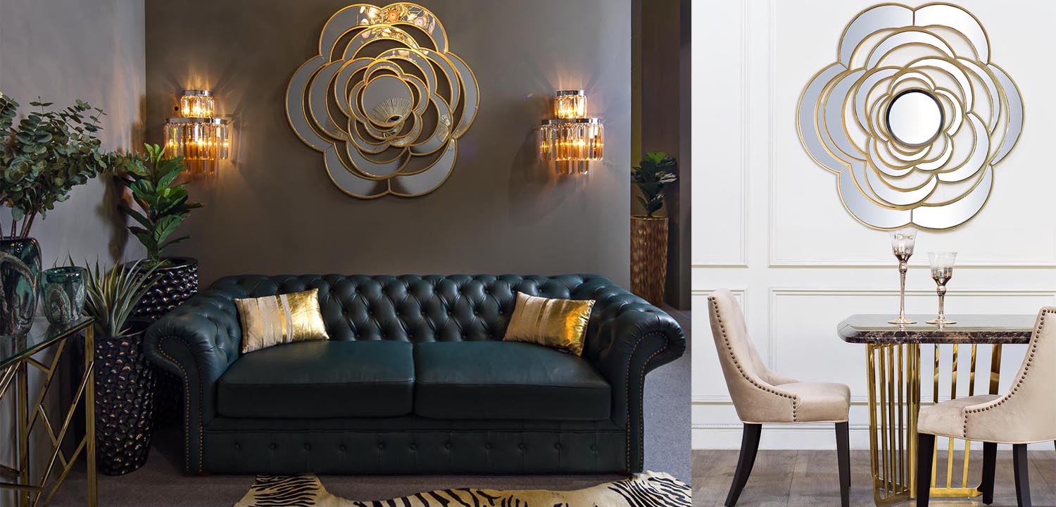 Зеркало Mirrored Flower Gold - фото